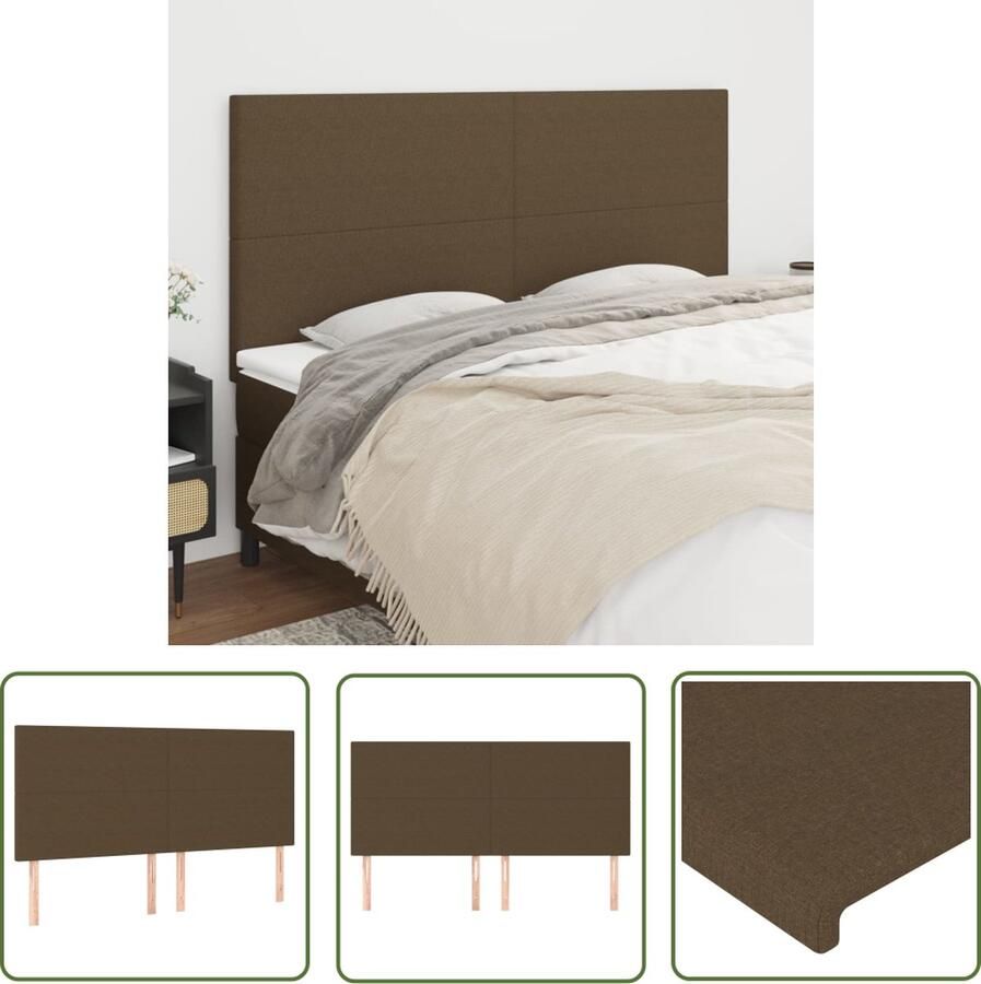 The Living Store Hoofdborden 4 st 90x5x78 88 cm stof donkerbruin Hoofd Bord Hoofdborden Bedding Slaapkamers Donkere Kleuren