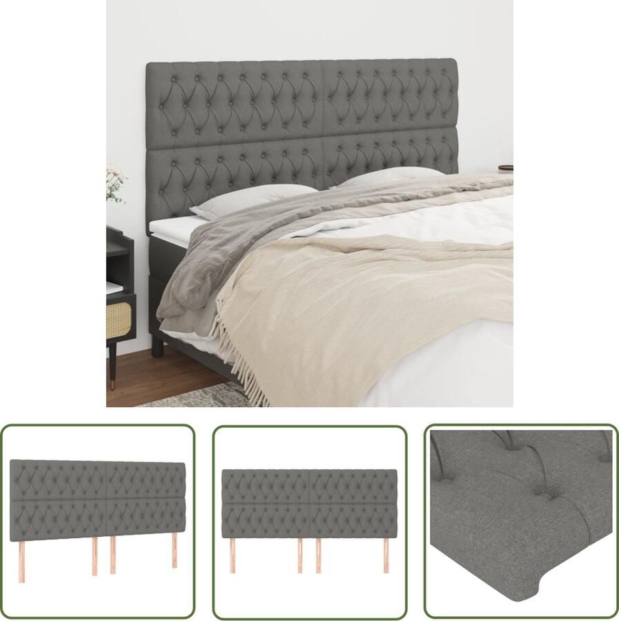 The Living Store Hoofdeind Bedaccessoires 180x7x118 128 cm Donkergrijs Hoofd Bord Hoofdborden Beddecoratie Slaapkamers Stoffen Hoofdborden