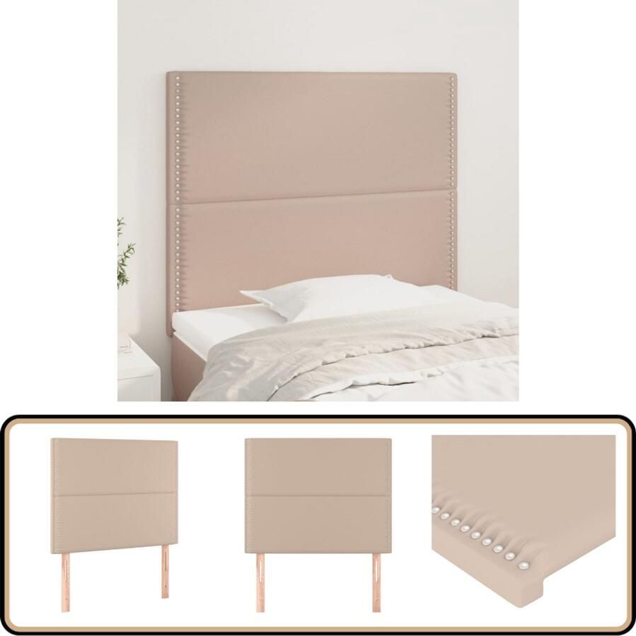 VidaXL Hoofdborden Kunstleer Cappuccino 2 stuks Hoofd Bord Hoofdkussen Beddecoratie Bedroom Decor Kapstok Vintage Meubilair Lederlook