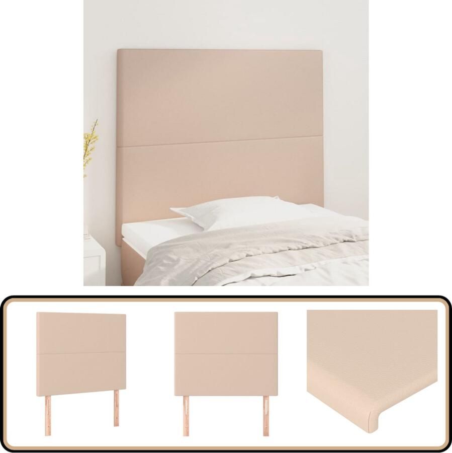 VidaXL Hoofdborden Kunstleer Cappuccino 2 stuks Hoofd Bord Hoofdkussen Kapstok Bedroom Decoratie Bruine Kamerdecoratie Lederlook Art Deco Vintage Style
