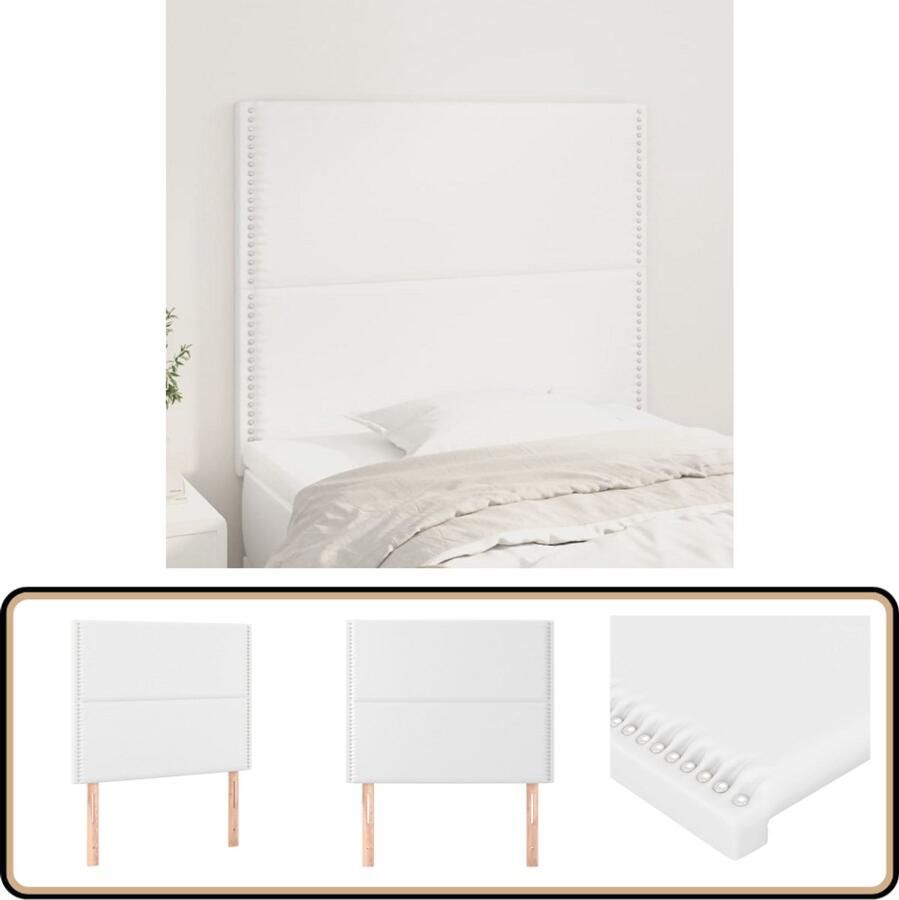 VidaXL Hoofdborden Kunstleer Wit Set van 2 Klassieke Hoofdbord Kunstleder Wit Hoofdbord Beddecoratie Comfortabele Hoofdbord Adjustable Headboard Bedroom Furniture