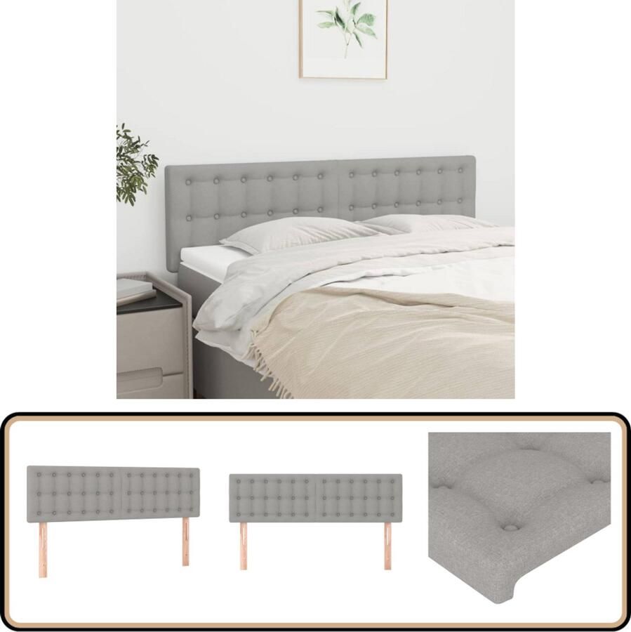 VidaXL Hoofdborden Lichtgrijs 72x5x78 88 cm 2 stuks Hoofd Bord Hoofdkussen Bed Accessoires Slaap Kamer Decoratie Stoffen Hoofdborden
