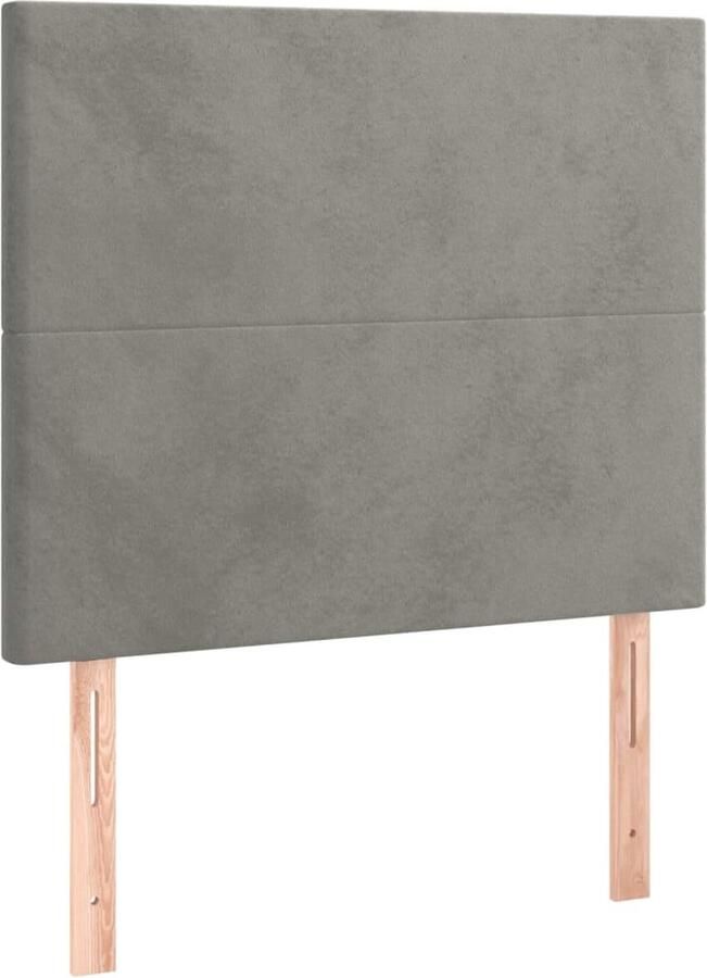 VidaXL Hoofdborden 2 st 80x5x78 88 cm fluweel lichtgrijs - Foto 2