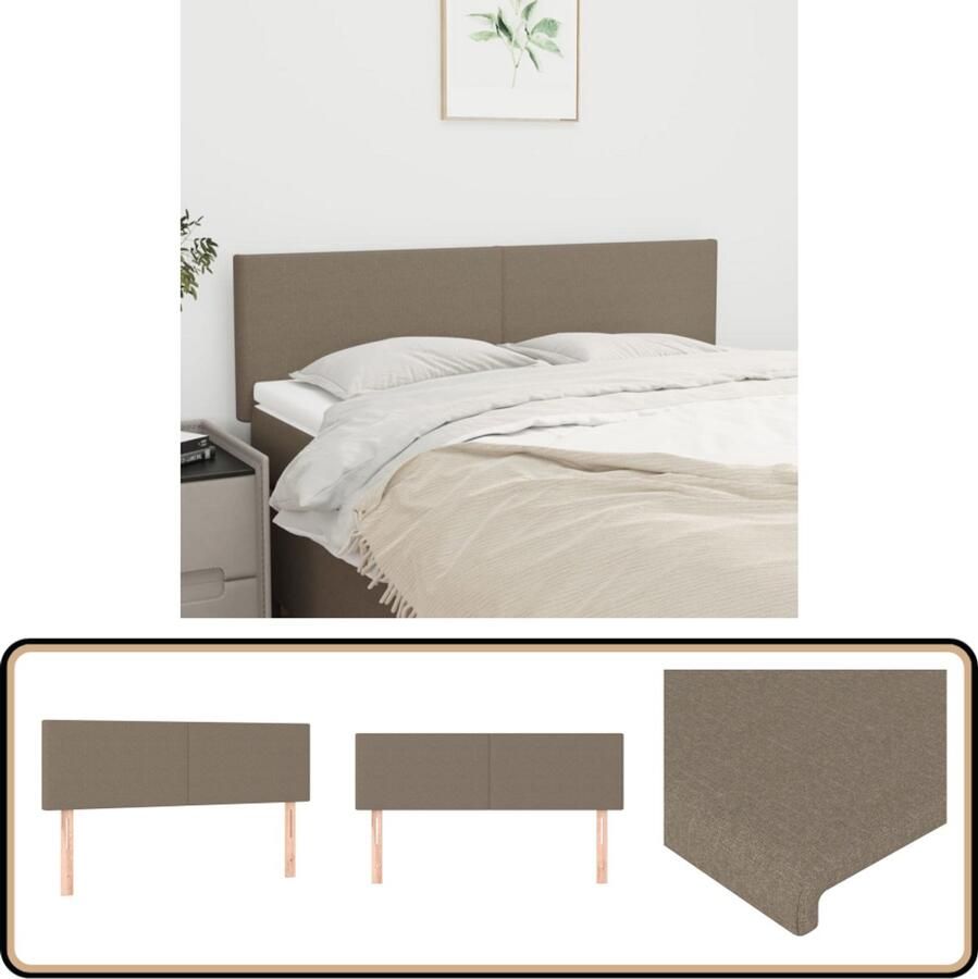 VidaXL Hoofdborden Set van 2 Taupe 72x5x78 88 cm Hoofd Bord Hoofdkussen Bed Accessoires Klassiek Interieur Stoffen Hoofdbord Beige Meubels