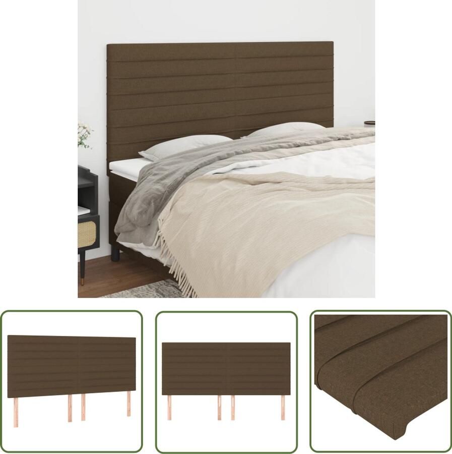 VidaXL Hoofdborden Set van 4 90x5x78 88 cm Donkerbruin Hoofd Bord Hoofdeinde Beddecoratie Donkere Meubels Bruine Meubels