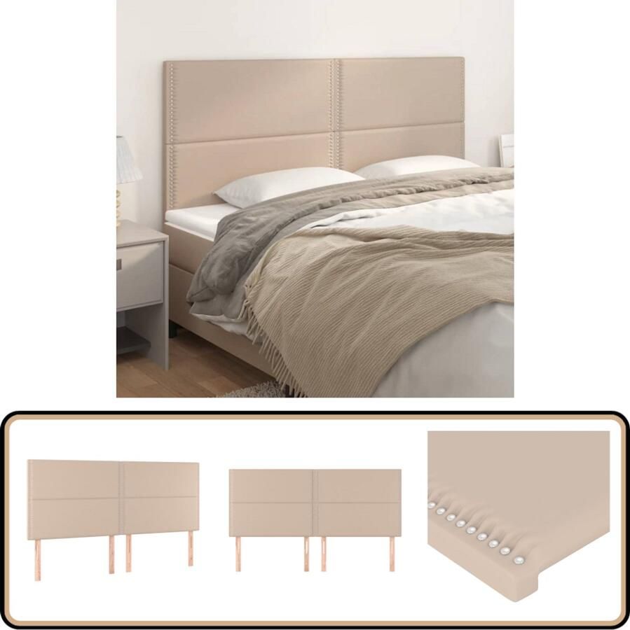 VidaXL Hoofdborden Set van 4 Kunstleer Cappuccino Hoofd Bord Hoofdkussen Beddecoratie Kapstok Bruine Kamer