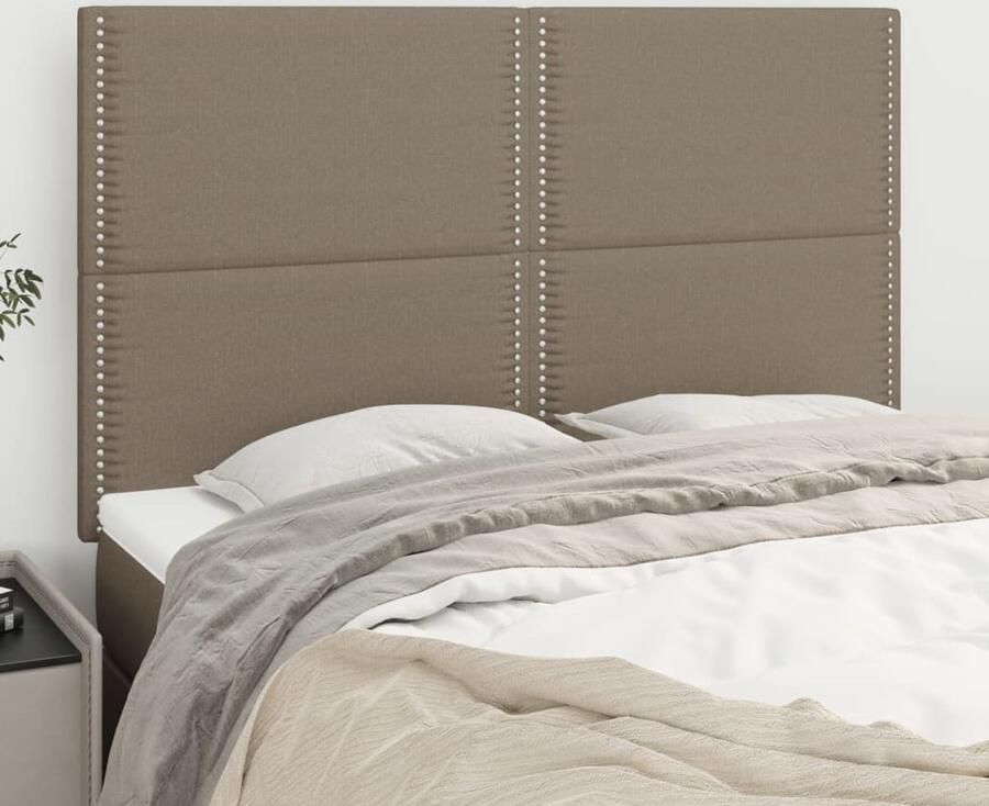 VidaXL Hoofdborden Set van 4 Stof Taupe Klassieke Hoofdbord Bedhoofdbord Tapijt Beige Stoffen Hoofdbord Taupe Bedroom Decor Hoofdbekleding - Foto 2
