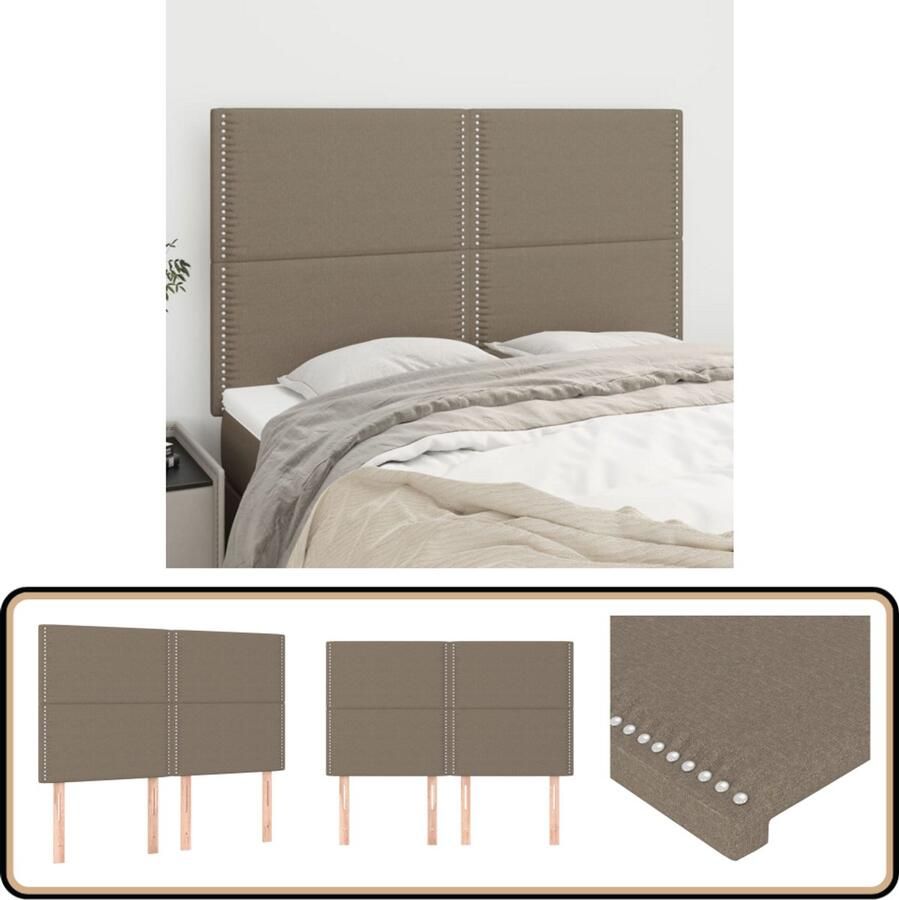 VidaXL Hoofdborden Set van 4 Stof Taupe Klassieke Hoofdbord Bedhoofdbord Tapijt Beige Stoffen Hoofdbord Taupe Bedroom Decor Hoofdbekleding