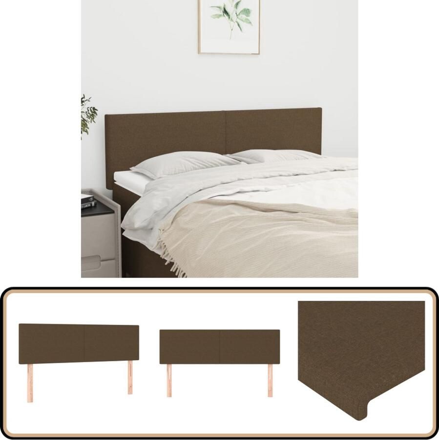 VidaXL Hoofdborden Stof 2 stuks Donkerbruin Hoofd Bord Bed Accessoires Hoofdeinde Klassiek Hoofdbord Stoffen Hoofdbord