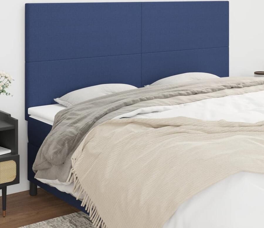 VidaXL Hoofdborden 4 stuks 80x5x78 88 cm Blauw Hoofdboard Hoofdkussen Bedkleden Slaap Accessoires Blauwe Kamerdecoratie Klassiek Meubilair Stoffen Hoofdborden - Foto 2