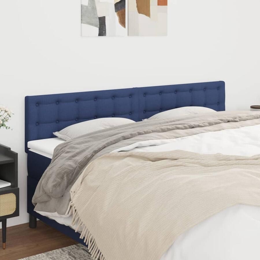 VidaXL Hoofdborden 2 stuks 100x5x78 88 cm Blauw Hoofd Bord Hoofdkussen Bedding Accessoires Slaapcomfort Blauwe Kamer Stoffen Hoofdborden - Foto 2