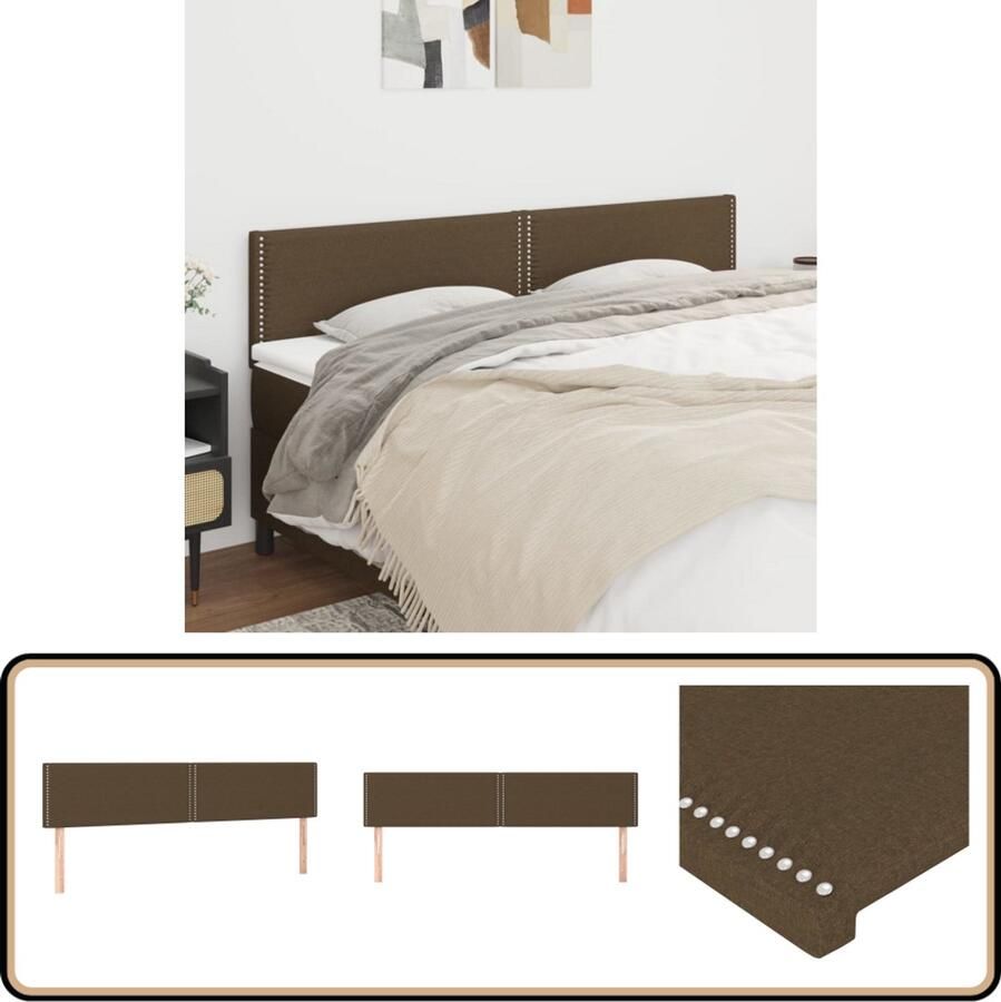 VidaXL Hoofdborden Stof Donkerbruin 90x5x78 88 cm 2 st Hoofd Bord Hoofdborden Bedding Slaap Accessoires Klassiek Hoofdbord