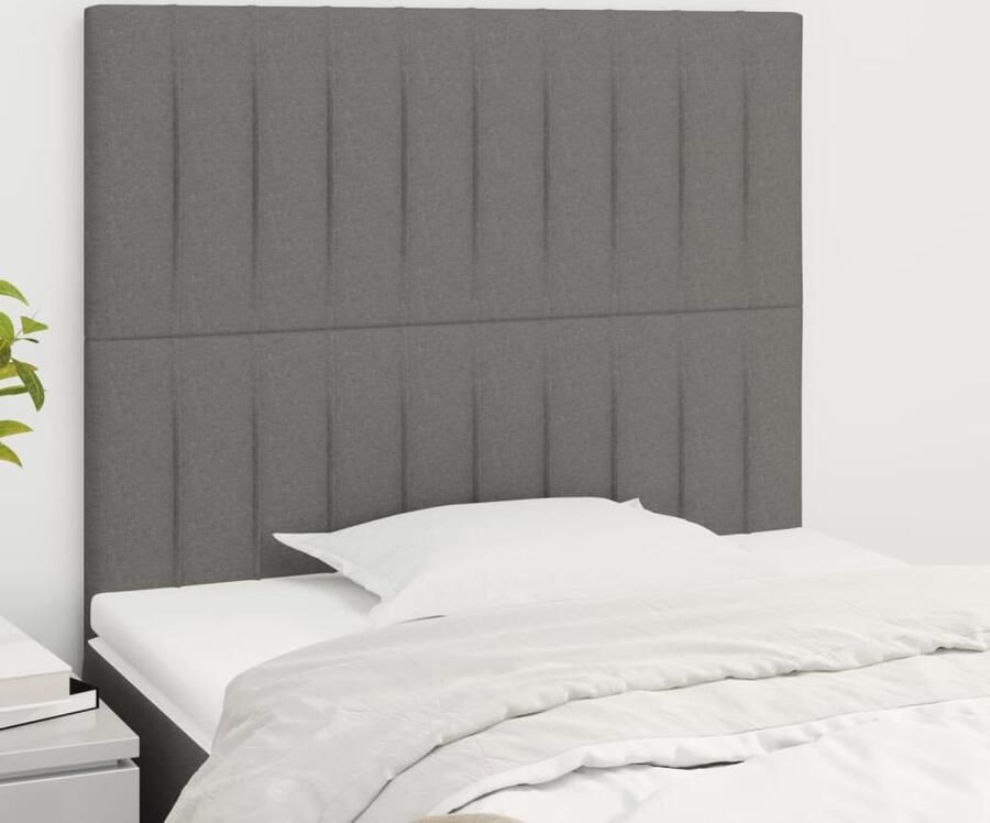 VidaXL Hoofdborden Stof Donkergrijs 2 stuks Hoofd Bord Hoofdeinde Bed Accessoires Stoffen Hoofdbord Grijs Hoofdbord Comfortabel Hoofdbord Leeshoek - Foto 2