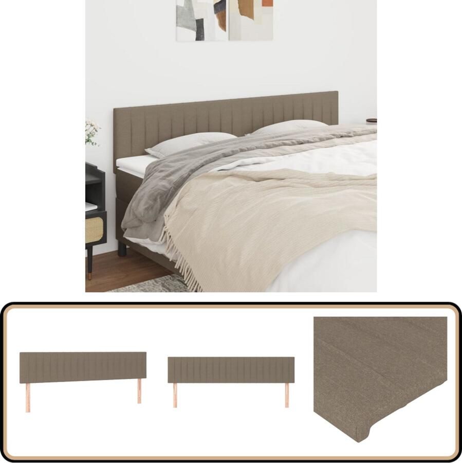 VidaXL Hoofdborden Stof Taupe 100x5x78 88 cm 2 Stuks Hoofd Bord Hoofdeinde Klassiek Hoofdbord Beddecoratie Slaapkamers