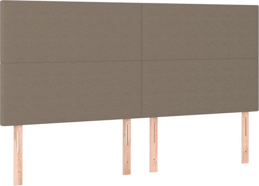 VidaXL Hoofdborden Stof Taupe 4 stuks 90x5x78 88 cm Hoofd Bord Beddecoratie Hoofdkussen Stoffen Hoofdbord Klassiek Hoofdbord Taupecleur Bedroom Decor - Foto 2