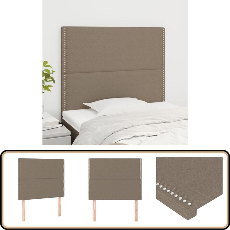 VidaXL Hoofdborden Stof Taupe 80x5x78 88 cm 2 stuks Hoofd Bord Hoofdkussen Bedding Accessoires Slaapcomfort Stoffen Hoofdbord Taupecleur Tweepersoonsbed