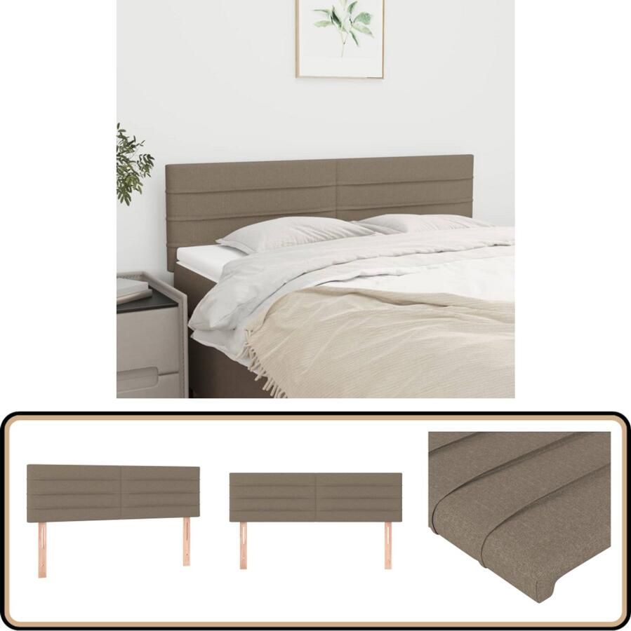 VidaXL Hoofdborden Stof Taupe Set van 2 Hoofd Bord Hoofdkussen Beddecoratie Slaapkamers Taupecleur Stoffen Hoofdbord