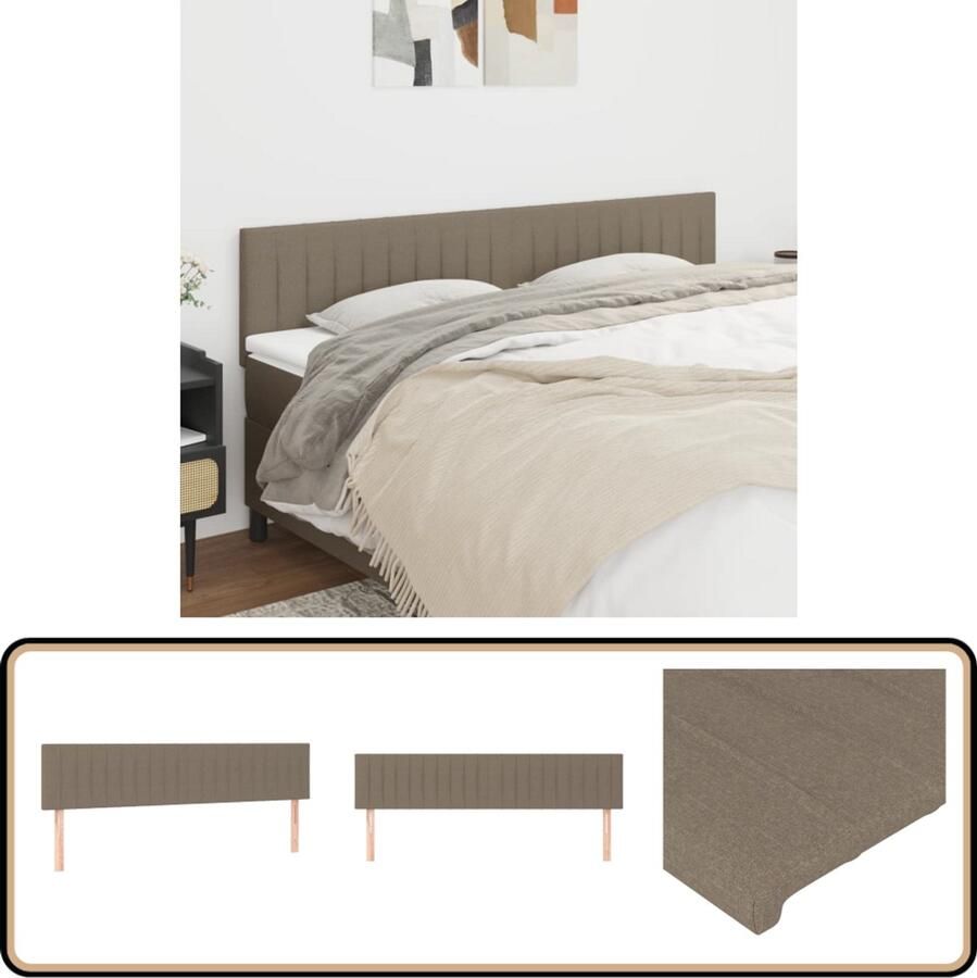 VidaXL Hoofdborden Set van 2 Stof Taupe Hoofd Bord Hoofdborden Beddecoratie Slaapkamers Taupes Kleur
