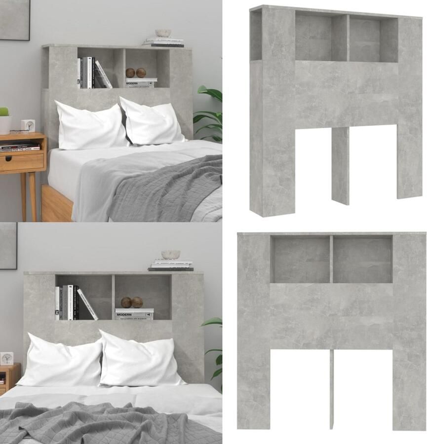 VidaXL Hoofdbordkast 100x18 5x104 5 cm betongrijs Hoofdbordkast Hoofdbordkasten Hoofdeindekast Hoofdbord Kast