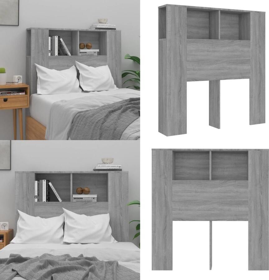 VidaXL Hoofdbordkast 100x18 5x104 5 cm grijs sonoma eikenkleurig Hoofdbordkast Hoofdbordkasten Hoofdeindekast Hoofdbord Kast