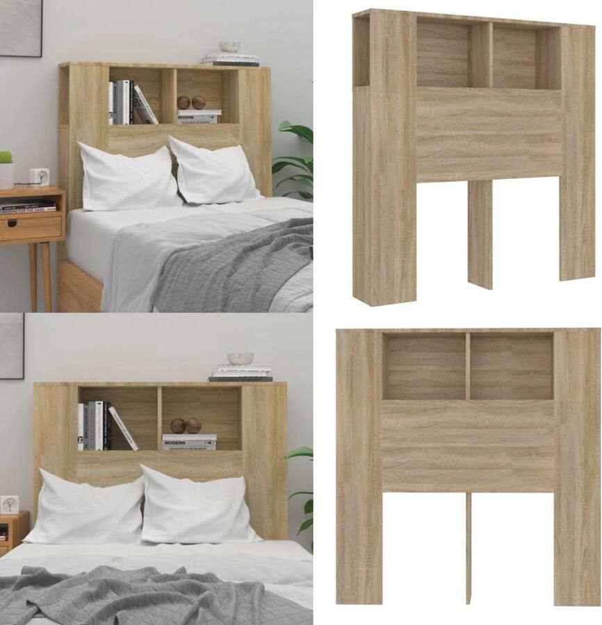 VidaXL Hoofdbordkast 100x18-5x104-5 cm sonoma eikenkleurig Hoofdbordkast Hoofdbordkasten Hoofdeindekast Hoofdbord Kast