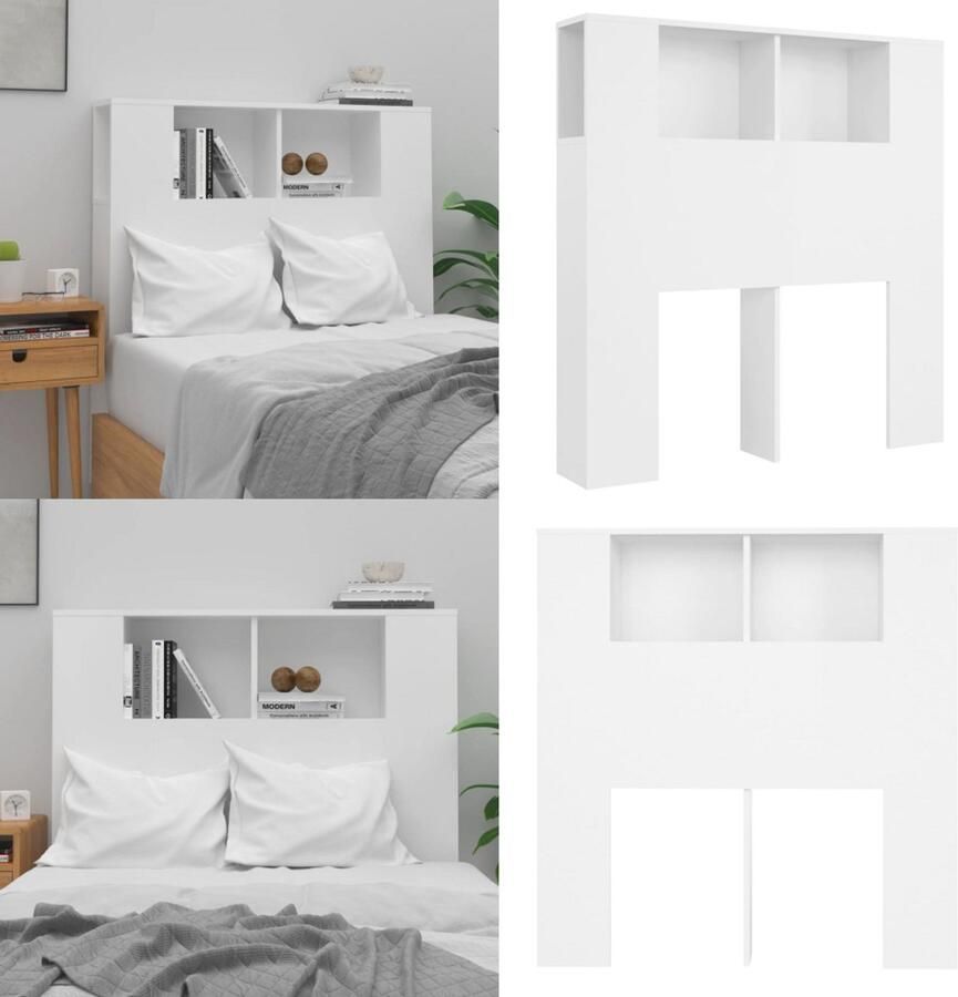 VidaXL Hoofdbordkast 100x18 5x104 5 cm wit Hoofdbordkast Hoofdbordkasten Hoofdeindekast Hoofdbord Kast