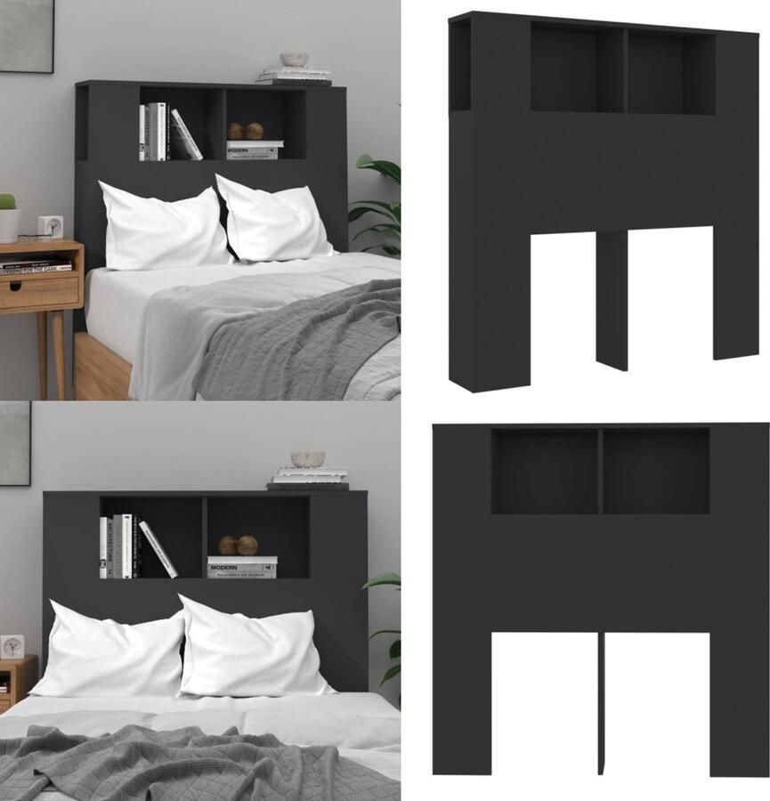 VidaXL Hoofdbordkast 100x18-5x104-5 cm zwart Hoofdbordkast Hoofdbordkasten Hoofdeindekast Hoofdbord Kast
