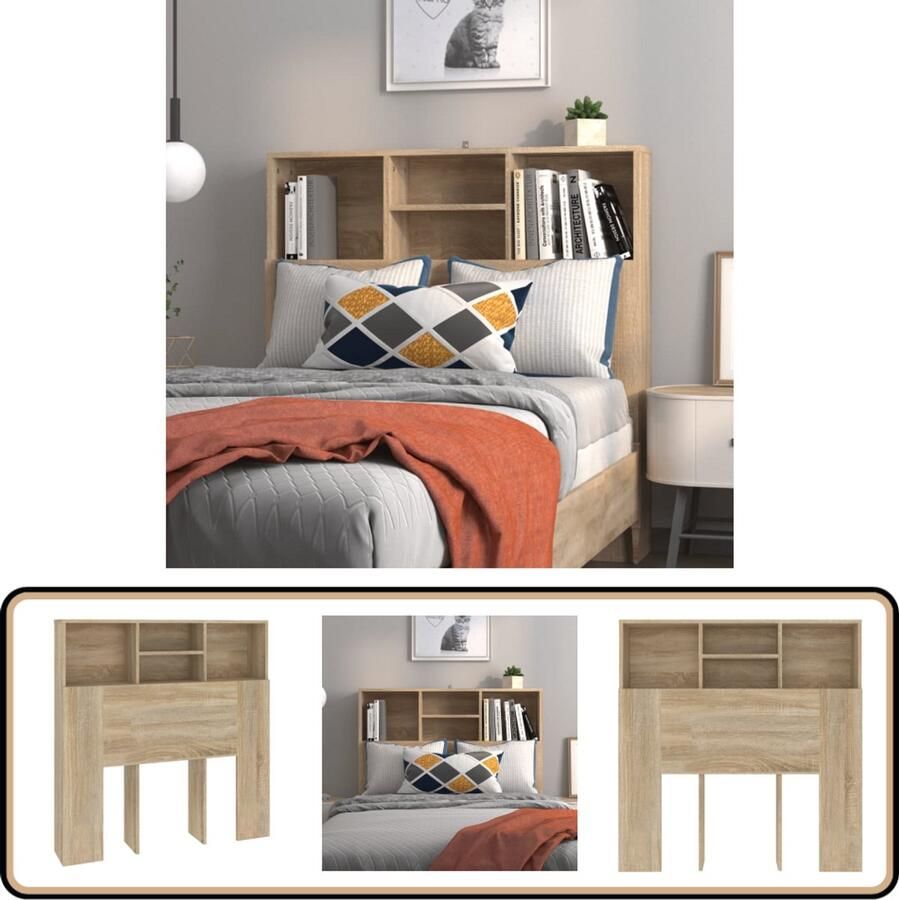 VidaXL Hoofdbordkast 100x19x103 5 cm Sonoma Eikenkleurig Hoofd Bord Kast Hoofdkast Slaapkamer Meubels Houten Hoofdbord Eiken Kleuren Bergruimte Wandmontage