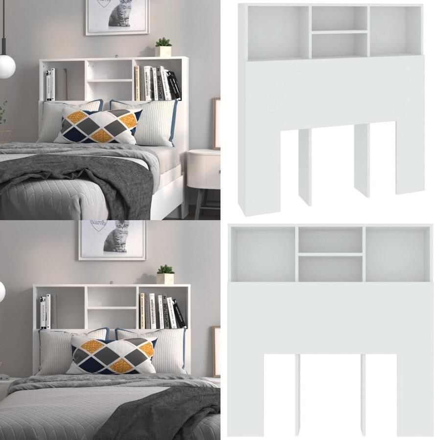 VidaXL Hoofdbordkast 100x19x103-5 cm wit Hoofdbordkast Hoofdbordkasten Hoofdeindekast Hoofdbord Kast