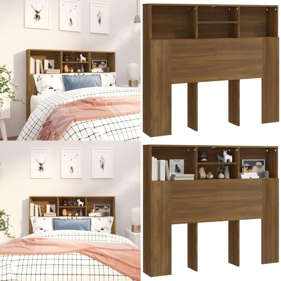 VidaXL Hoofdbordkast 120x19x103 5 cm bruin eikenkleur Hoofdbordkast Hoofdbordkasten Hoofdeindekast Hoofdbord Kast