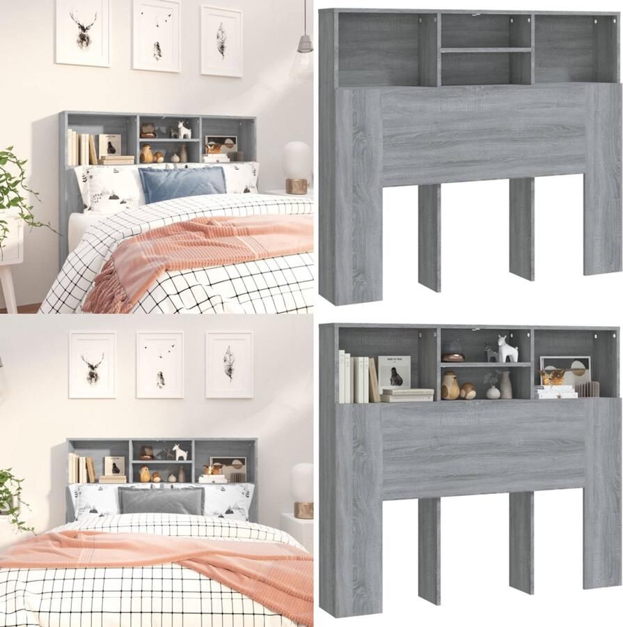 VidaXL Hoofdbordkast 120x19x103 5 cm grijs sonoma eikenkleurig Hoofdbordkast Hoofdbordkasten Hoofdeindekast Hoofdbord Kast