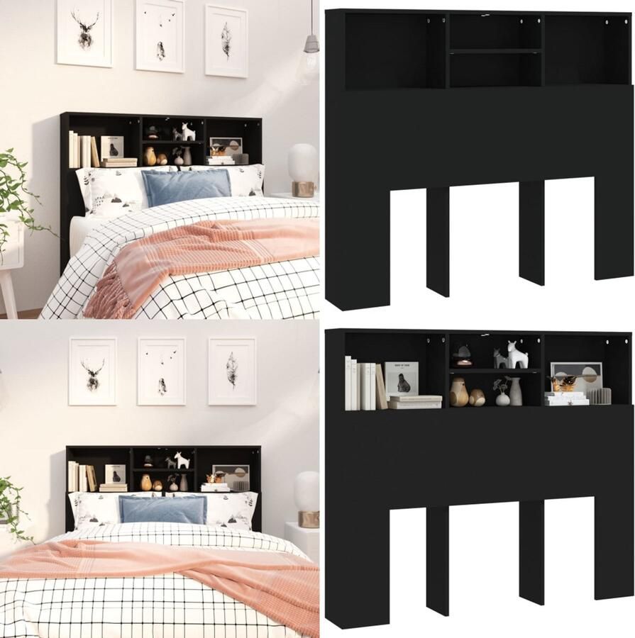VidaXL Hoofdbordkast 120x19x103 5 cm zwart Hoofdbordkast Hoofdbordkasten Hoofdeindekast Hoofdbord Kast