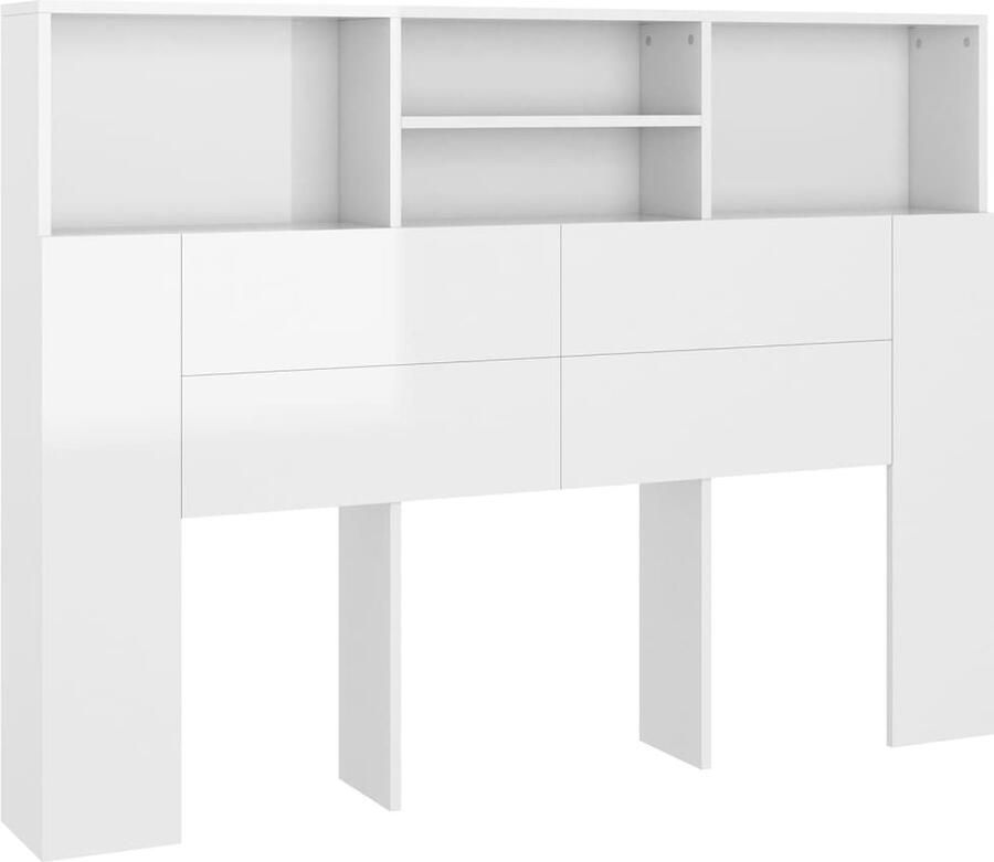 VidaXL Hoofdbordkast 140x19x103 5 cm hoogglans wit - Foto 3