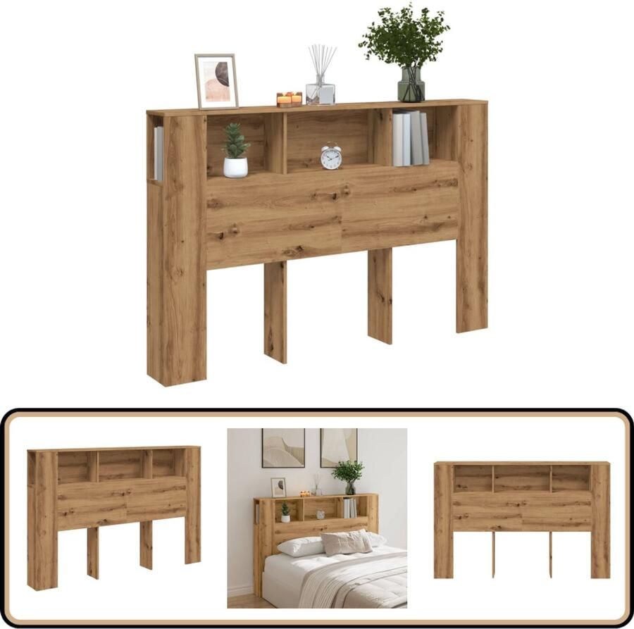 VidaXL Hoofdbordkast 160x18 5x103 5 cm Artisanaal eiken Hoofd Bord Hoofdkast Slaap Kamer Houten Hoofdbord Opbergruimte