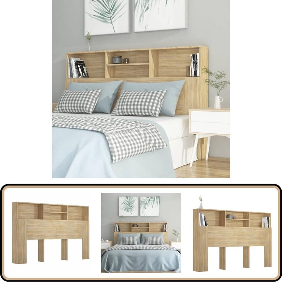 VidaXL Hoofdbordkast 160x19x103 5 cm Sonoma Eiken Hoofd Bord Kast Hoofdkast Slaap Kamer Meubel Houten Hoofdbord Headboard Bedroom Furniture Sonoma Eiken