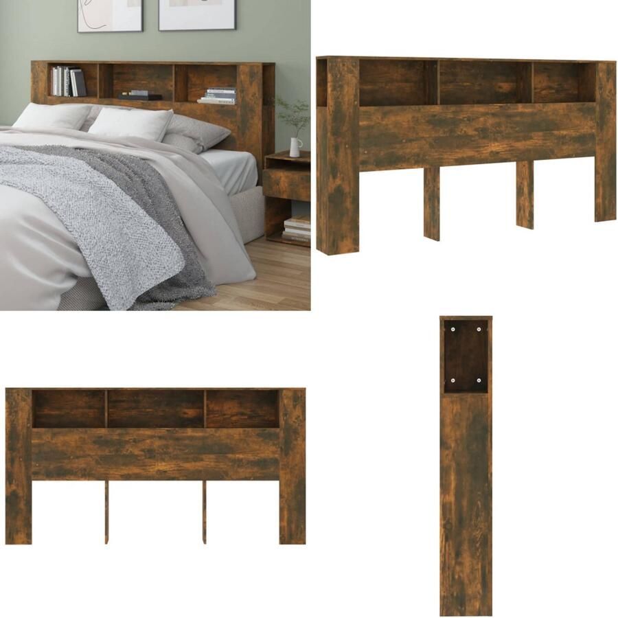 VidaXL Hoofdbordkast 200x18 5x104 5 cm gerookt eikenkleurig Hoofdbordkast Hoofdbordkasten Hoofdeindekast Hoofdbord Kast