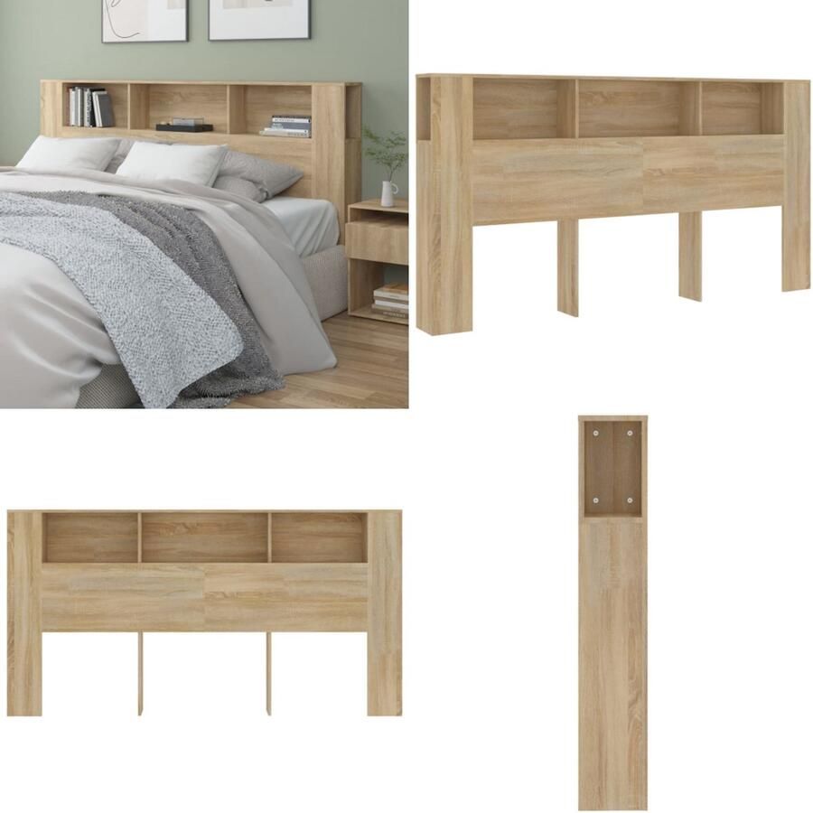 VidaXL Hoofdbordkast 200x18 5x104 5 cm sonoma eikenkleurig Hoofdbordkast Hoofdbordkasten Hoofdeindekast Hoofdbord Kast