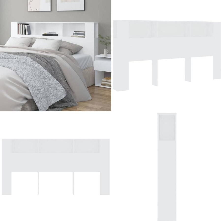 VidaXL Hoofdbordkast 200x18-5x104-5 cm wit Hoofdbordkast Hoofdbordkasten Hoofdeindekast Hoofdbord Kast