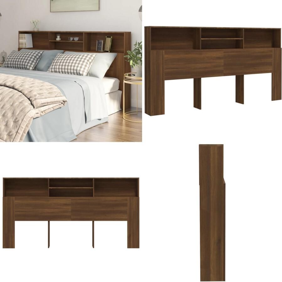VidaXL Hoofdbordkast 200x19x103-5 cm bruineikenkleurig Hoofdbordkast Hoofdbordkasten Hoofdeindekast Hoofdbord Kast