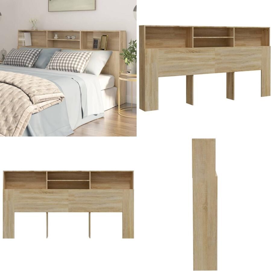 VidaXL Hoofdbordkast 200x19x103 5 cm sonoma eikenkleurig Hoofdbordkast Hoofdbordkasten Hoofdeindekast Hoofdbord Kast