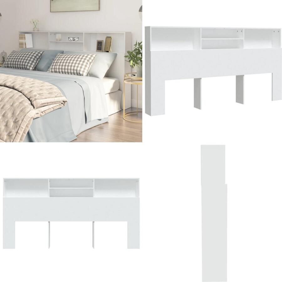 VidaXL Hoofdbordkast 200x19x103-5 cm wit Hoofdbordkast Hoofdbordkasten Hoofdeindekast Hoofdbord Kast