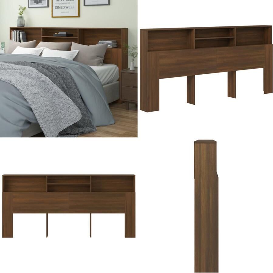 VidaXL Hoofdbordkast 220x19x103-5 cm bruineikenkleurig Hoofdbordkast Hoofdbordkasten Hoofdeindekast Hoofdbord Kast