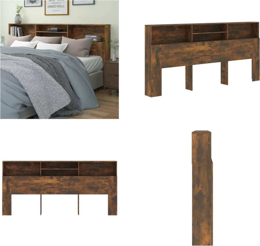 VidaXL Hoofdbordkast 220x19x103-5 cm gerookt eikenkleurig Hoofdbordkast Hoofdbordkasten Hoofdeindekast Hoofdbord Kast