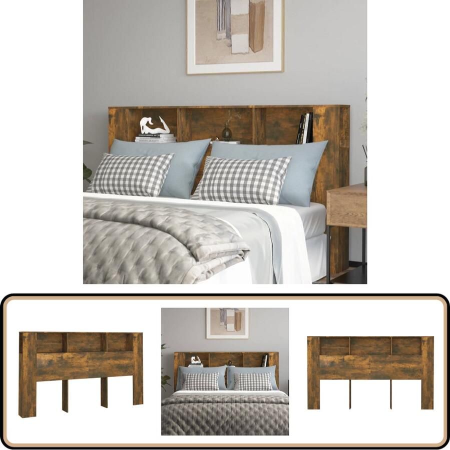 VidaXL hoofdbordkast gerookt eiken 180x104 5 cm Hoofd Bordkast Hoofdborden Bedkap Slaapkamersdecoratie Houten Hoofdbord Bruine Hoofdbord