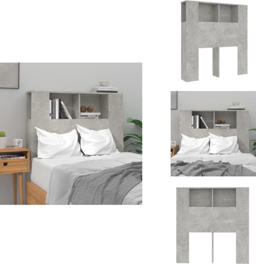 VidaXL Hoofdbordkast Hoofdbordkasten Hoofdeindekast Hoofdbord Kast Hoofdbordkast 100x18 5x104 5 cm betongrijs