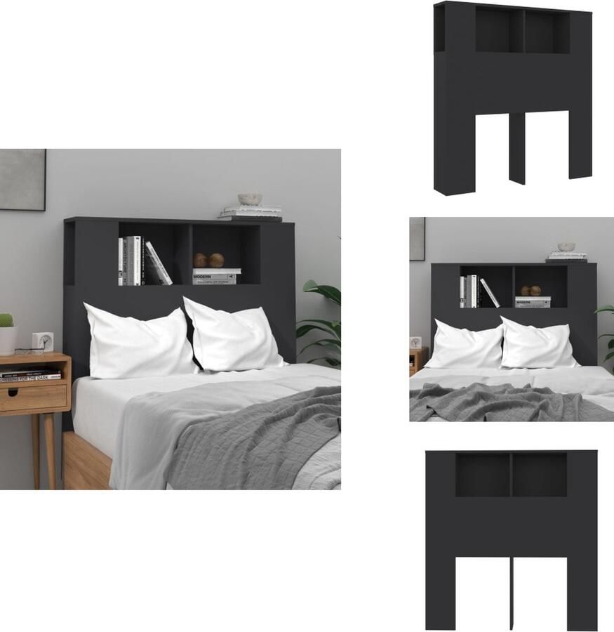 VidaXL Hoofdbordkast Hoofdbordkasten Hoofdeindekast Hoofdbord Kast Hoofdbordkast 100x18 5x104 5 cm zwart