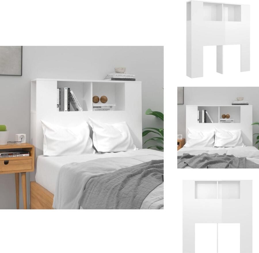 VidaXL Hoofdbordkast Hoofdbordkasten Hoofdeindekast Hoofdbord Kast Hoofdbordkast 100x18-5x104-5 cm hoogglans wit