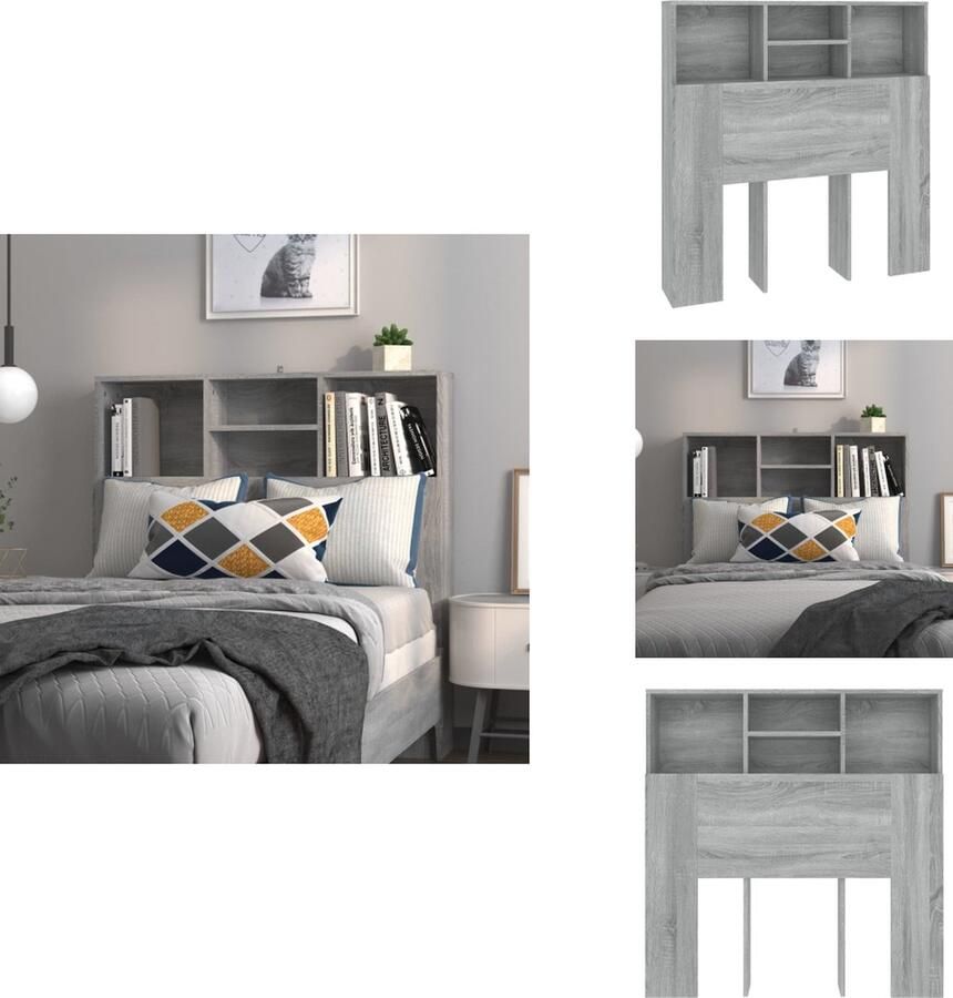 VidaXL Hoofdbordkast Hoofdbordkasten Hoofdeindekast Hoofdbord Kast Hoofdbordkast 100x19x103-5 cm grijs sonoma eikenkleurig - Foto 2