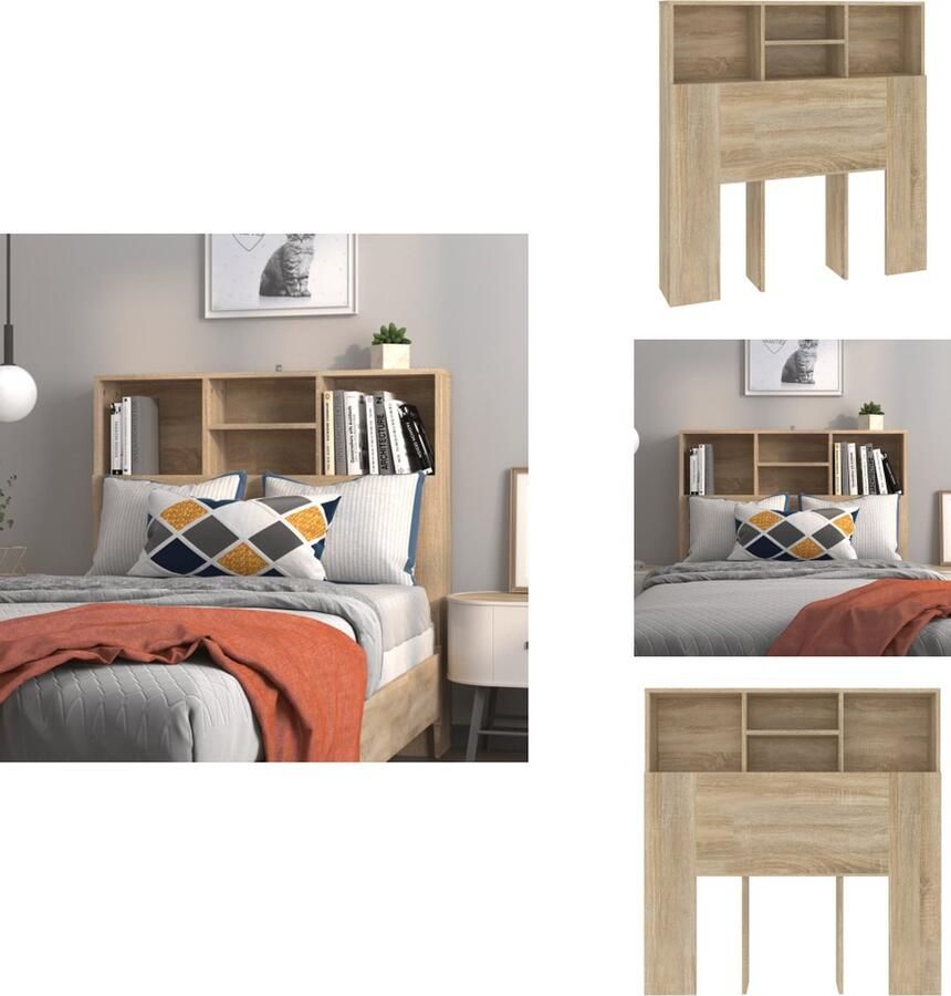 VidaXL Hoofdbordkast Hoofdbordkasten Hoofdeindekast Hoofdbord Kast Hoofdbordkast 100x19x103 5 cm sonoma eikenkleurig - Foto 2