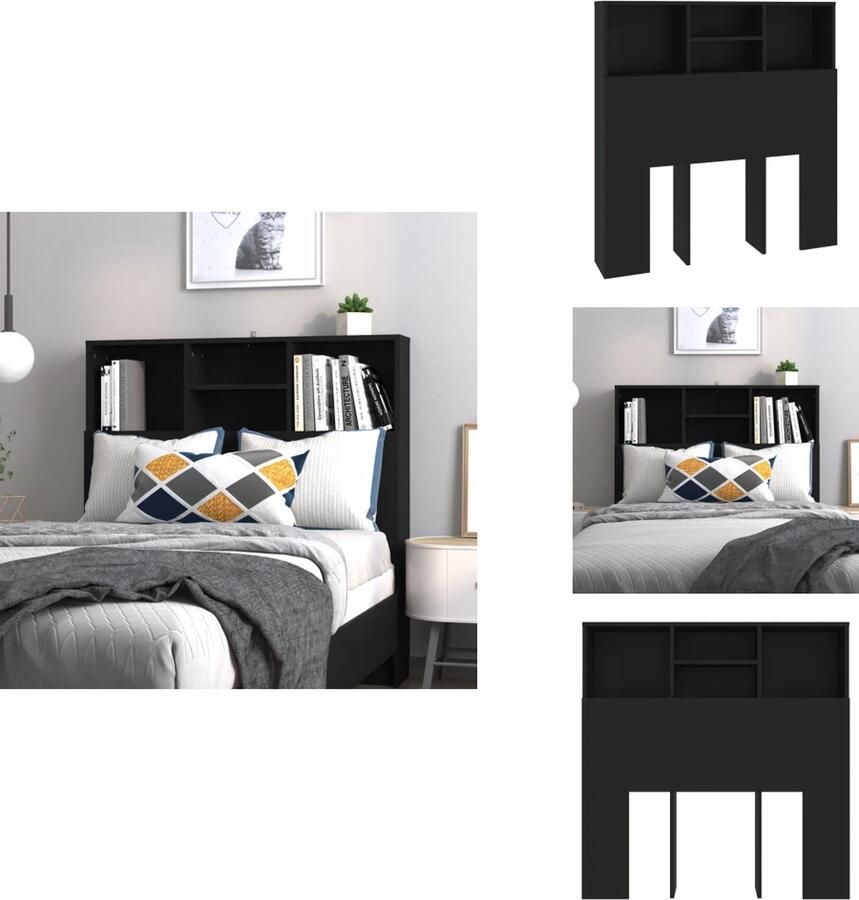 VidaXL Hoofdbordkast Hoofdbordkasten Hoofdeindekast Hoofdbord Kast Hoofdbordkast 100x19x103-5 cm zwart